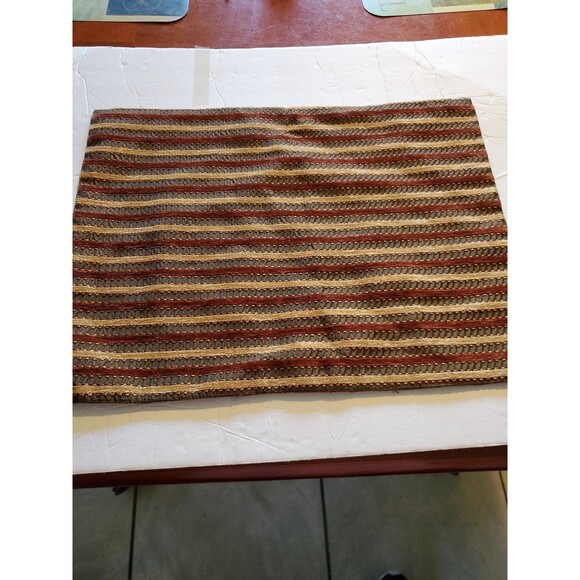 Brown Striped 18 x 13.5 4-Piece Placemat Set - Picture 2 of 3